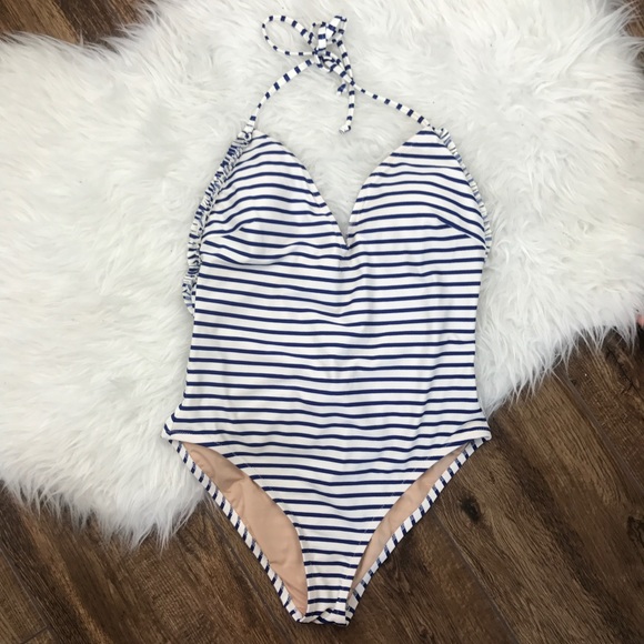 J Crew • Nautical Blue Striped One Piece Swimsuit - Picture 4 of 8